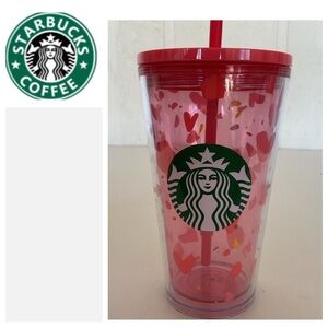 Starbucks 2020 NWT  Valentines Day Pink Heart Cold Cup Tumbler 16 ounce